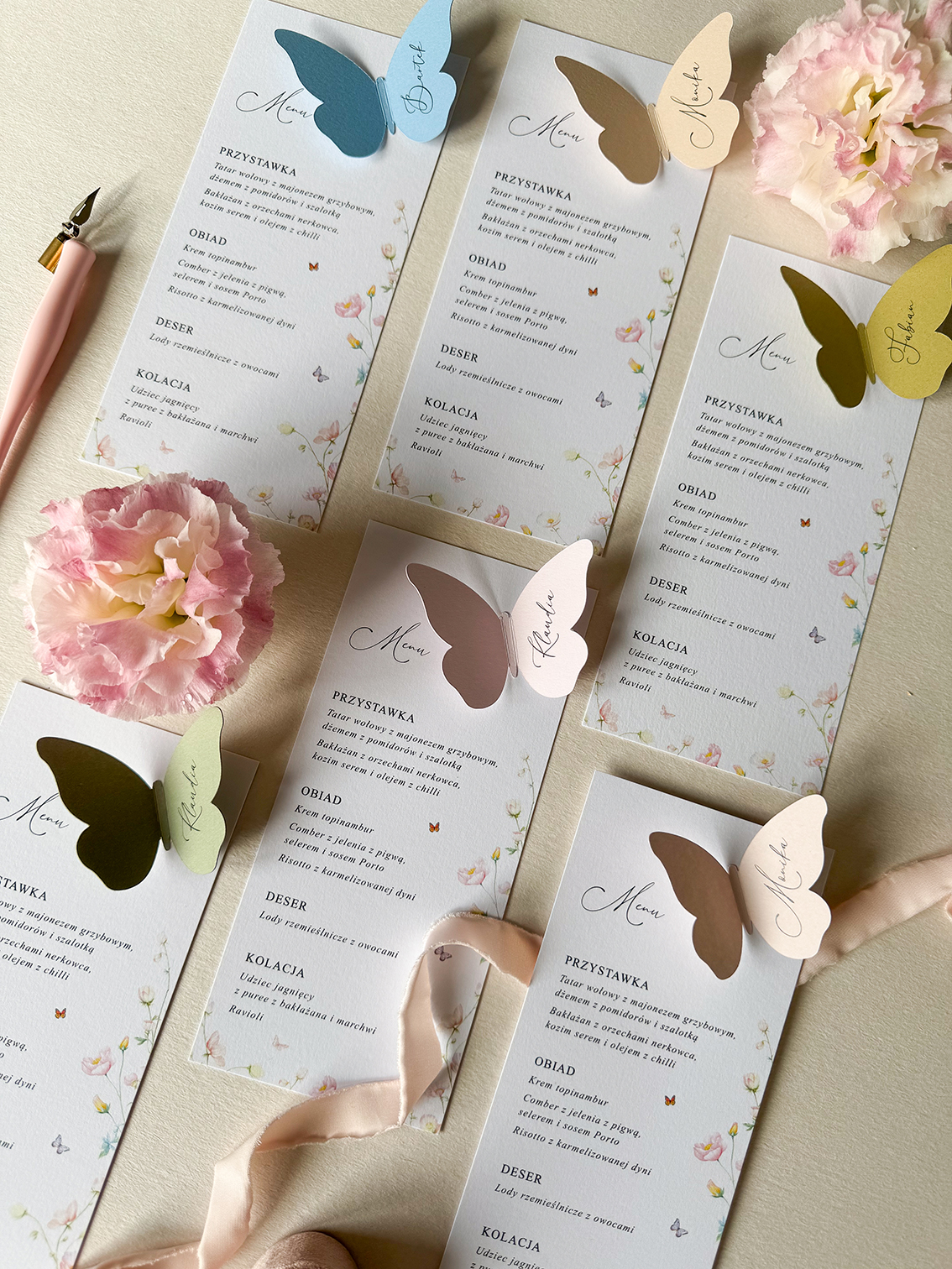 Menu ślubne Butterfly Menu ślubne Butterfly
